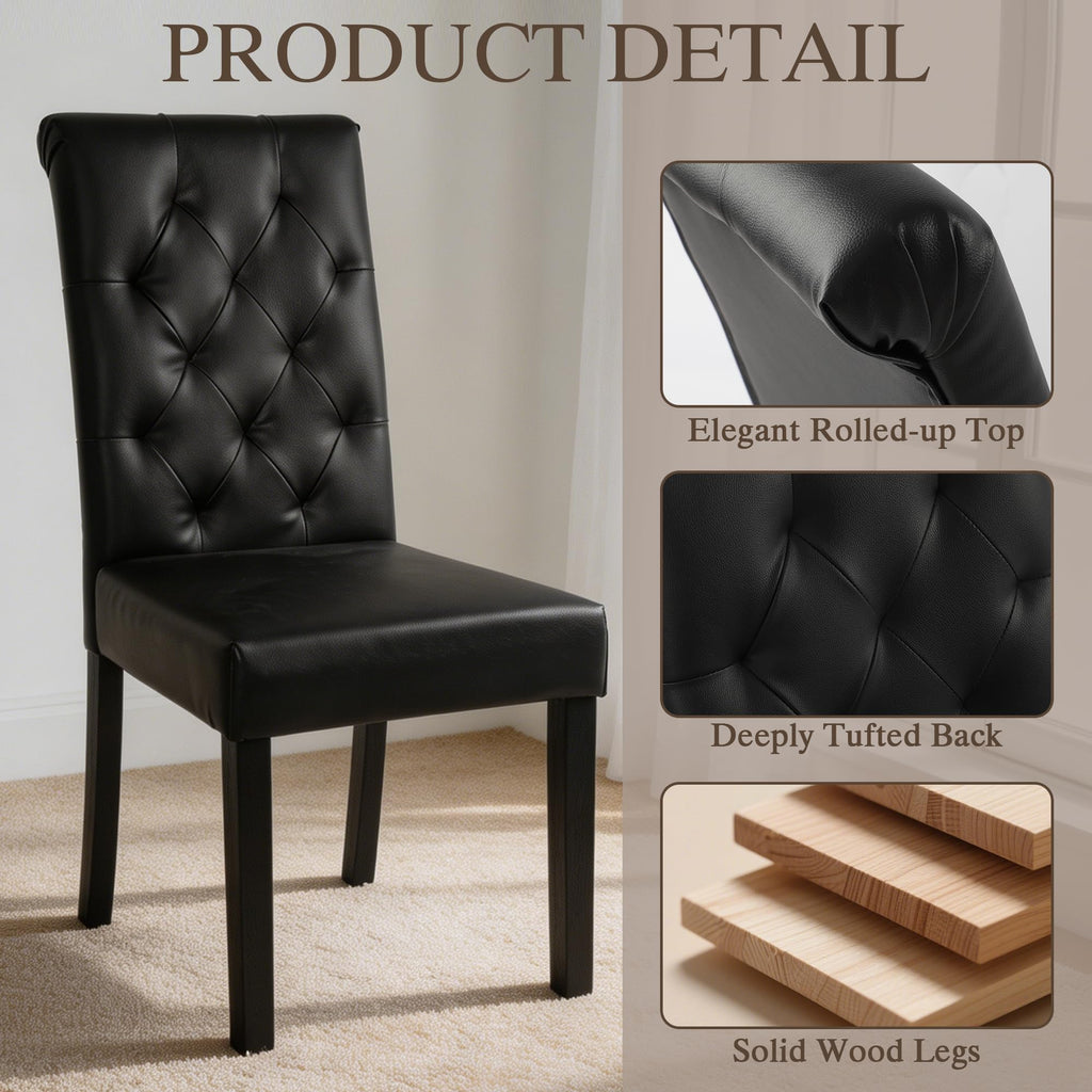 Black Upholstered Dining Chairs Set of 2 O826