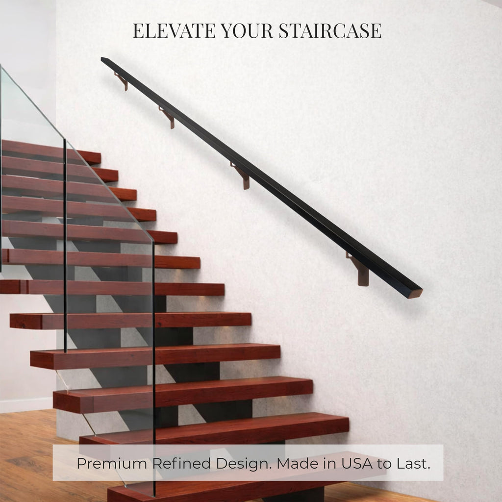 Aluminum Stair Handrail with Stainless Steel Brackets, 6 Feet D178079