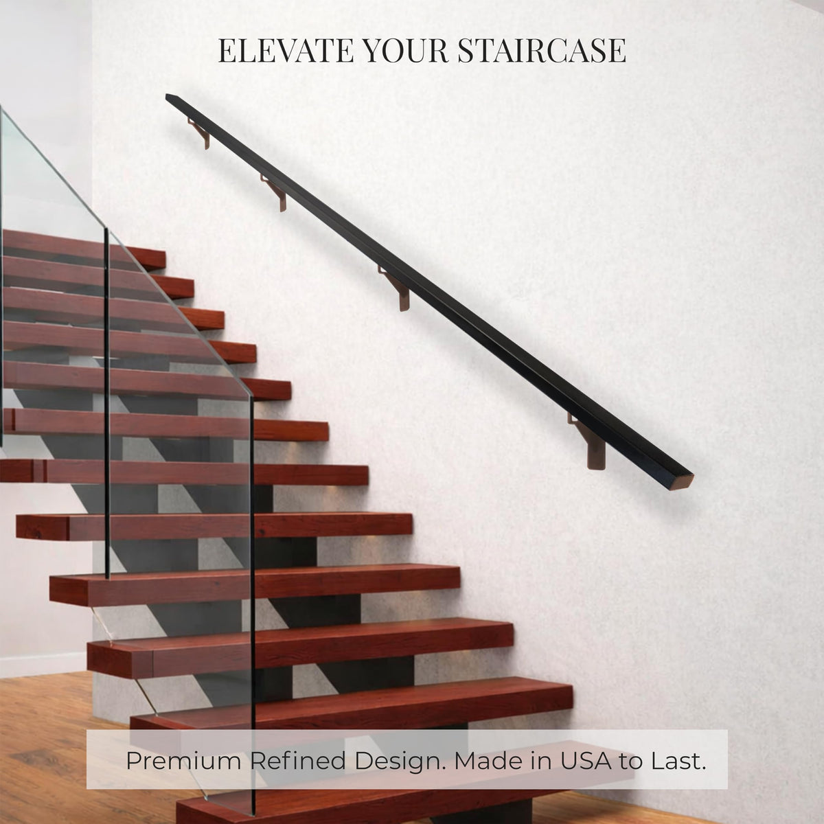 Aluminum Stair Handrail with Stainless Steel Brackets, 6 Feet D178079
