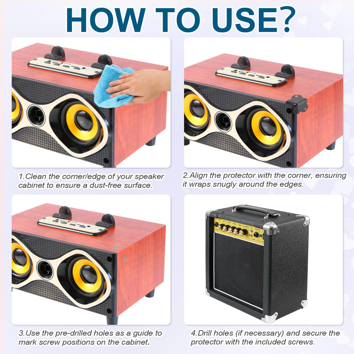 4 Pcs Metal Speaker Cabinet Corners Protector V298