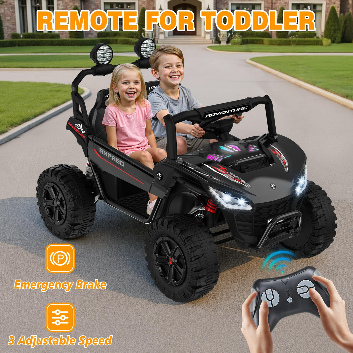 24V Ride on Toy with 4 x 200W Motors, Black P6995