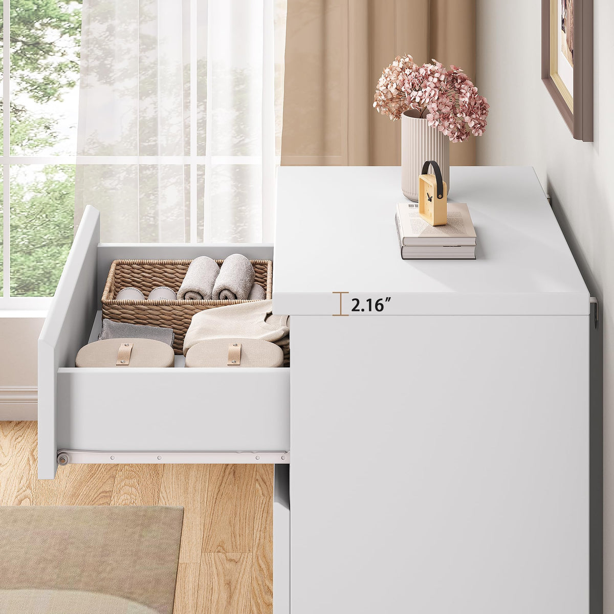 White 4 Drawer Wood Dresser P43506
