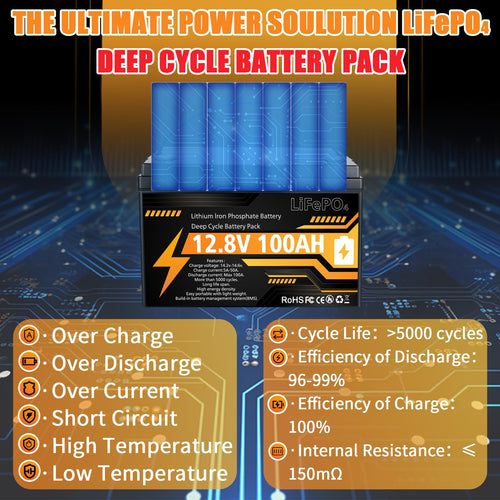 12V 100Ah LiFePO4 Deep Cycle Battery M39791