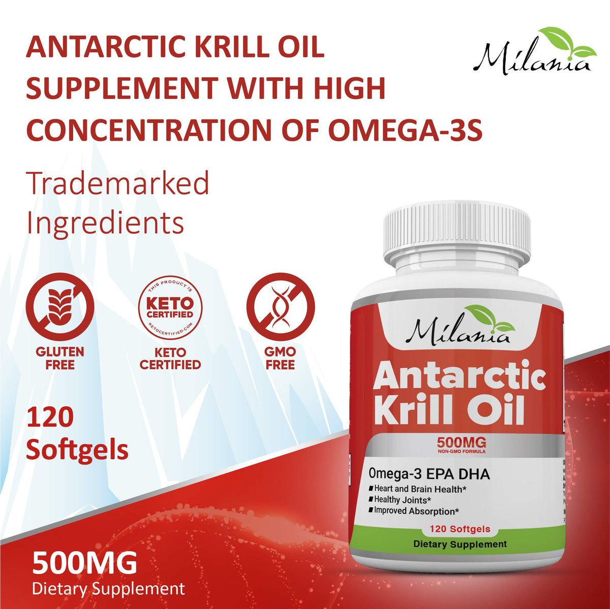 Krill Oil 120 Softgels Omega-3 EPA DHA Astaxanthin 500mg S477677