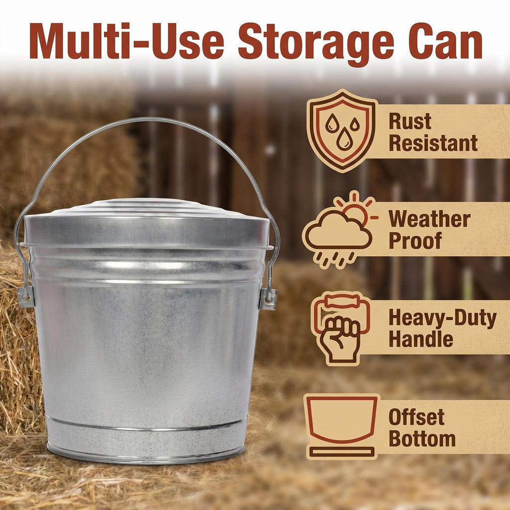 6 Gal Galvanized Steel Locking Lid Trash Can L300
