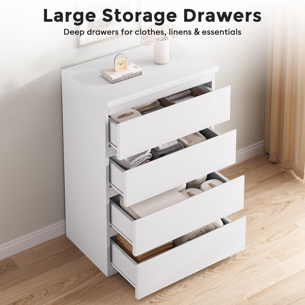 White 4 Drawer Wood Dresser P43506