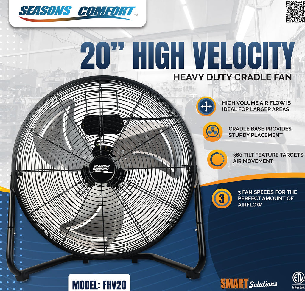 20 Inch 3 Speed Black High Velocity Fan Y889403