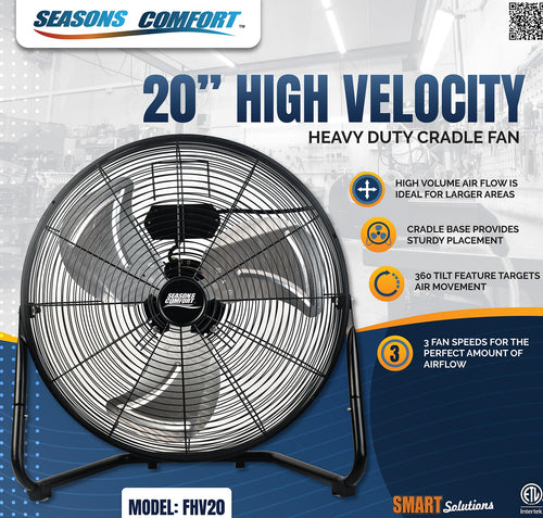 20 Inch 3 Speed Black High Velocity Fan Y889403