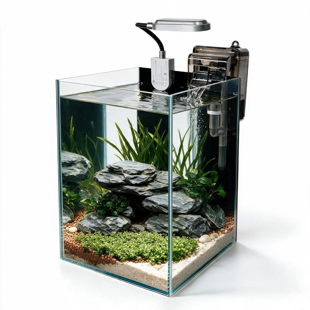 1.5 Gallon Glass Aquarium Starter Kit with Filter and LED Light C149442