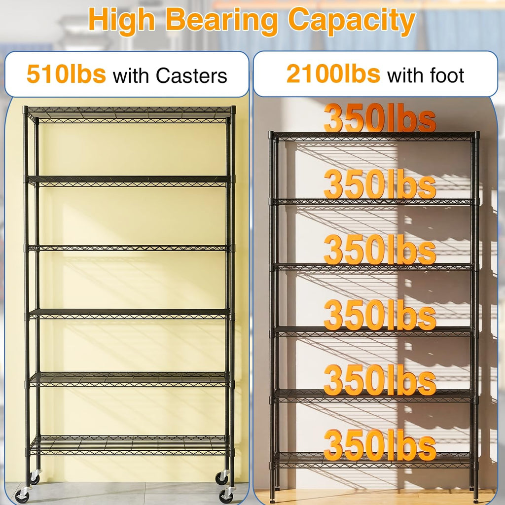 6-Tier Wire Shelf with Wheels C9514