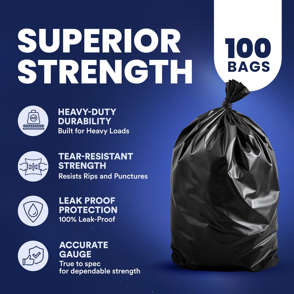 55-60 Gallon 1.2 Mil Black Trash Bags 100 Count B986820