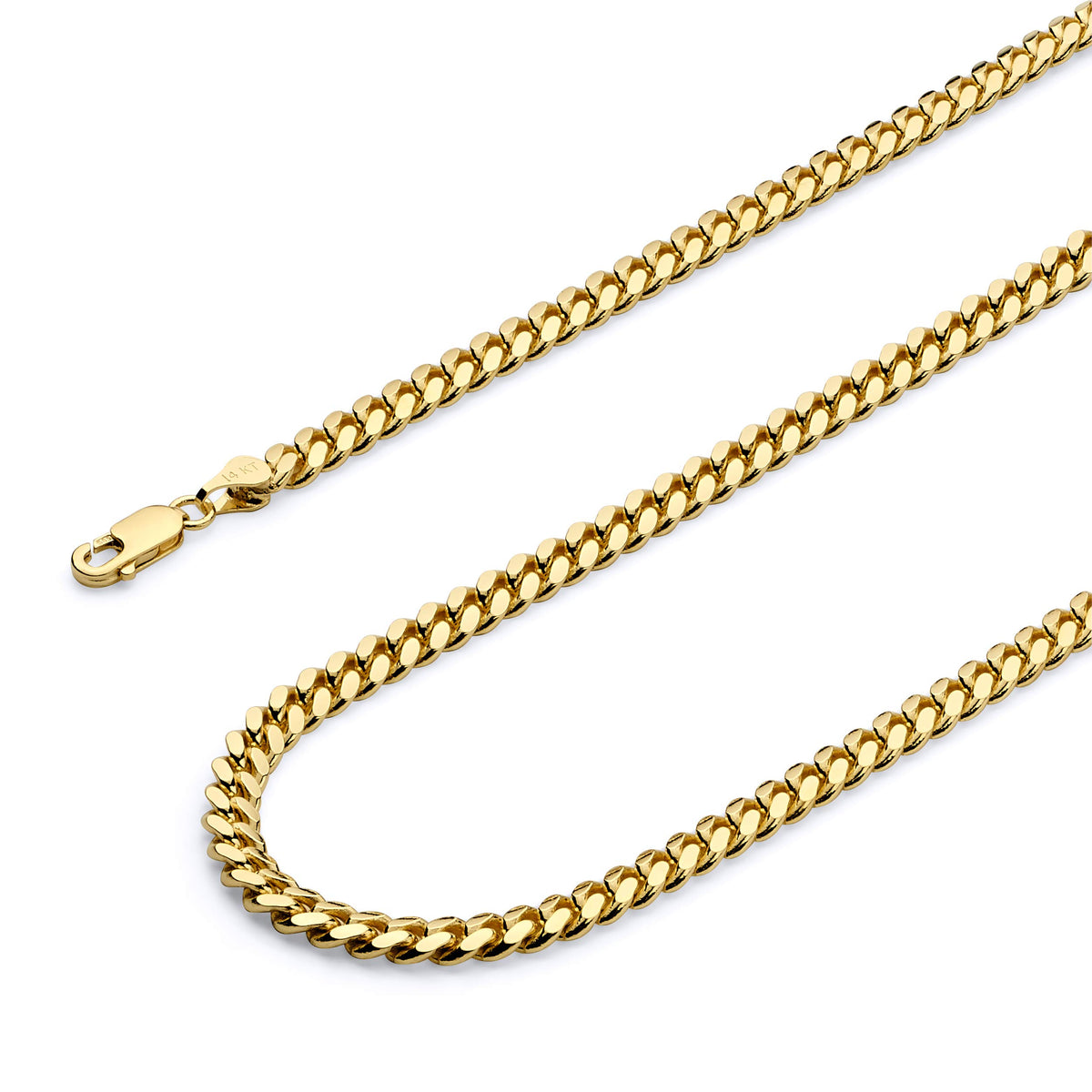 14k Yellow Gold Solid Cuban Curb Chain Necklace C578
