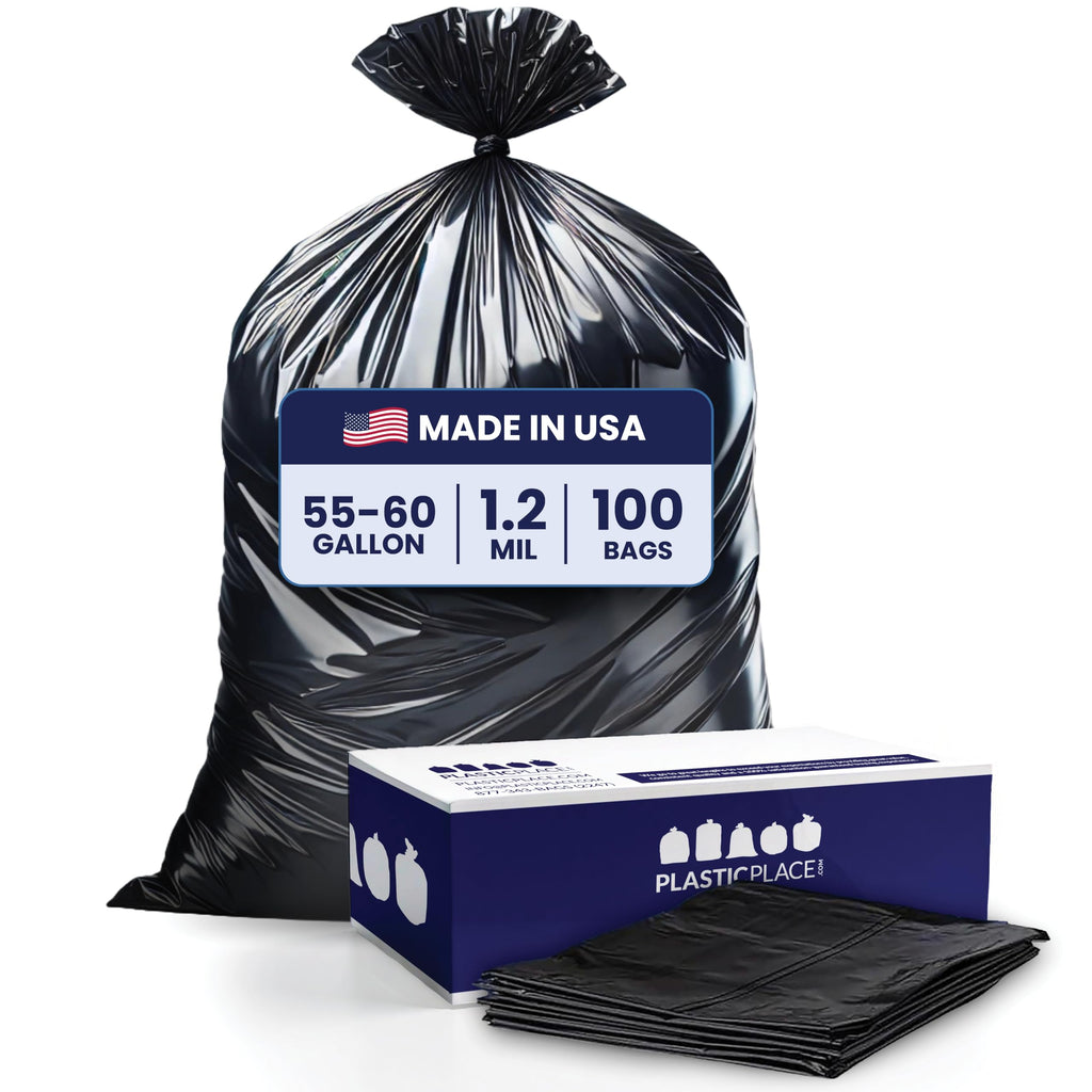 55-60 Gallon 1.2 Mil Black Trash Bags 100 Count B986820