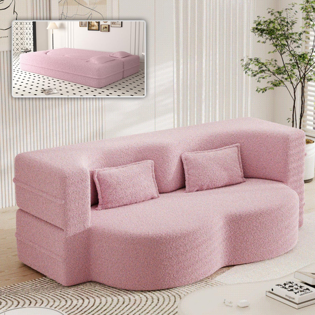 78" Full Size Pink Folding Sofa Bed K847565