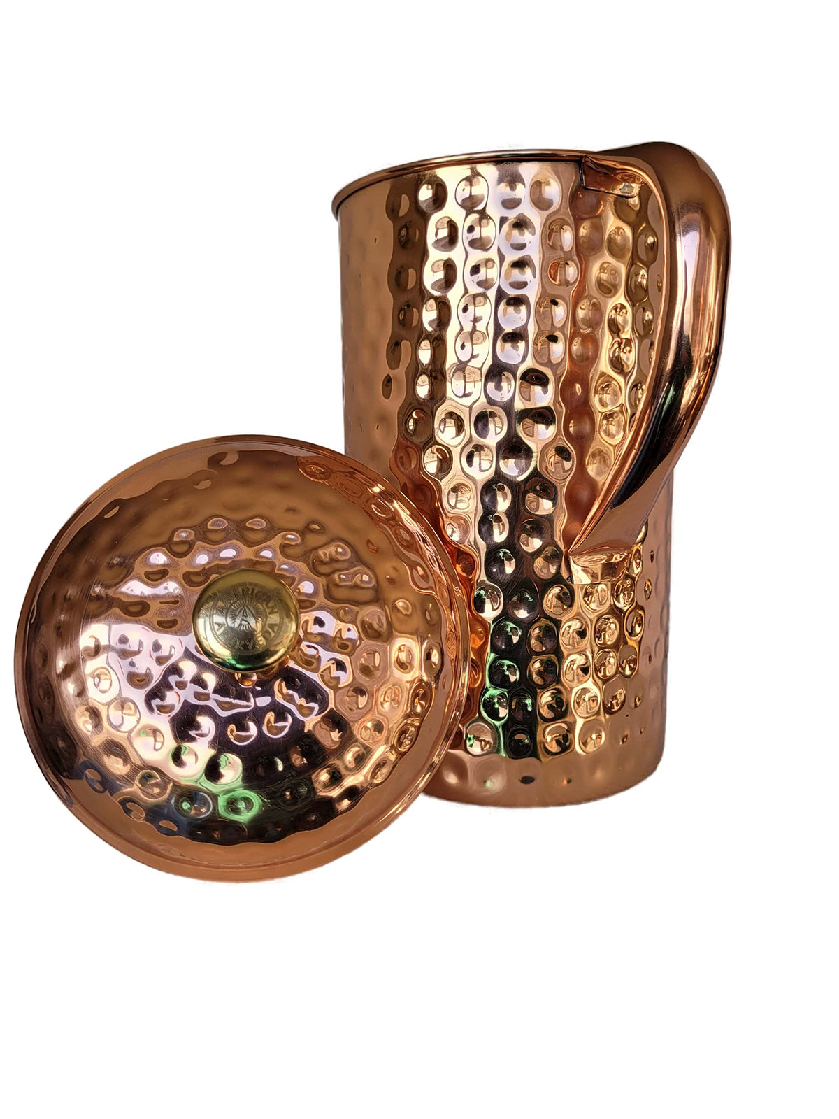 Half Gallon Hammered Pure Copper Pitcher with Lid U38850