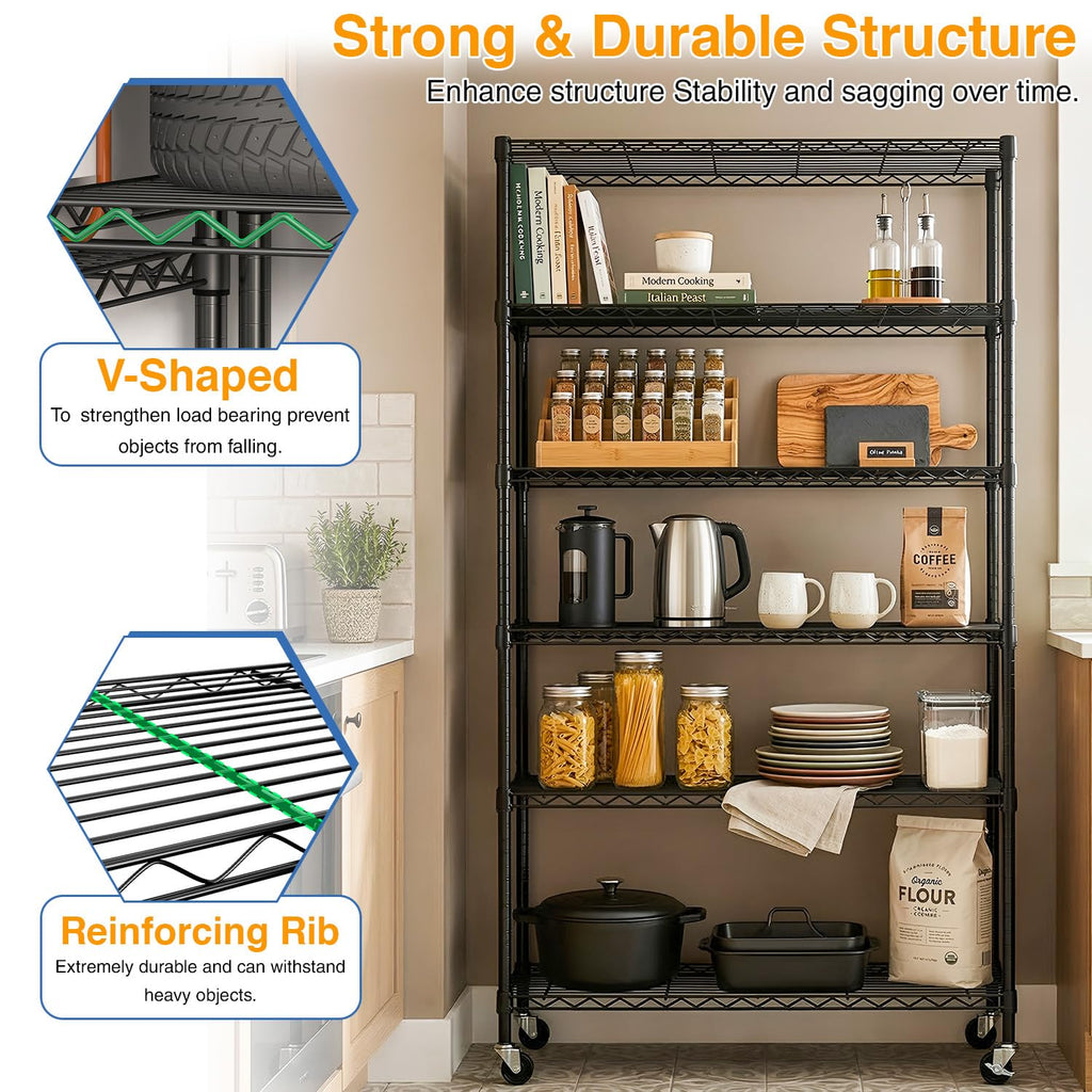 6-Tier Wire Shelf with Wheels C9514