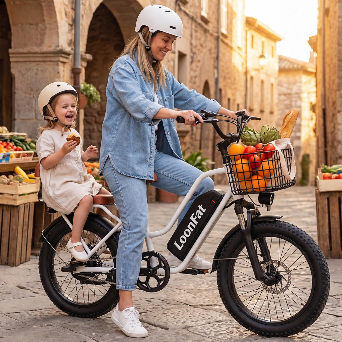 1000W 48V 13Ah Electric Bicycle with Rear Seat and Front Basket R7885