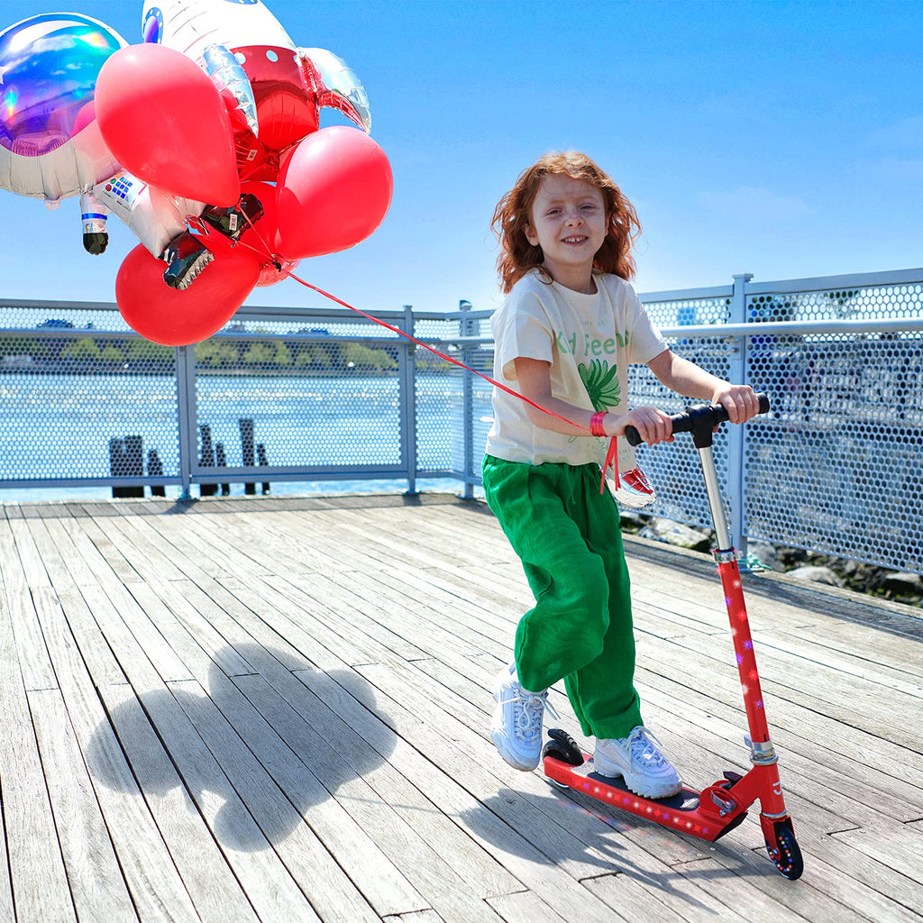 2-Wheel Light-Up Kick Scooter with Adjustable Handlebar and Rear Brake L7622