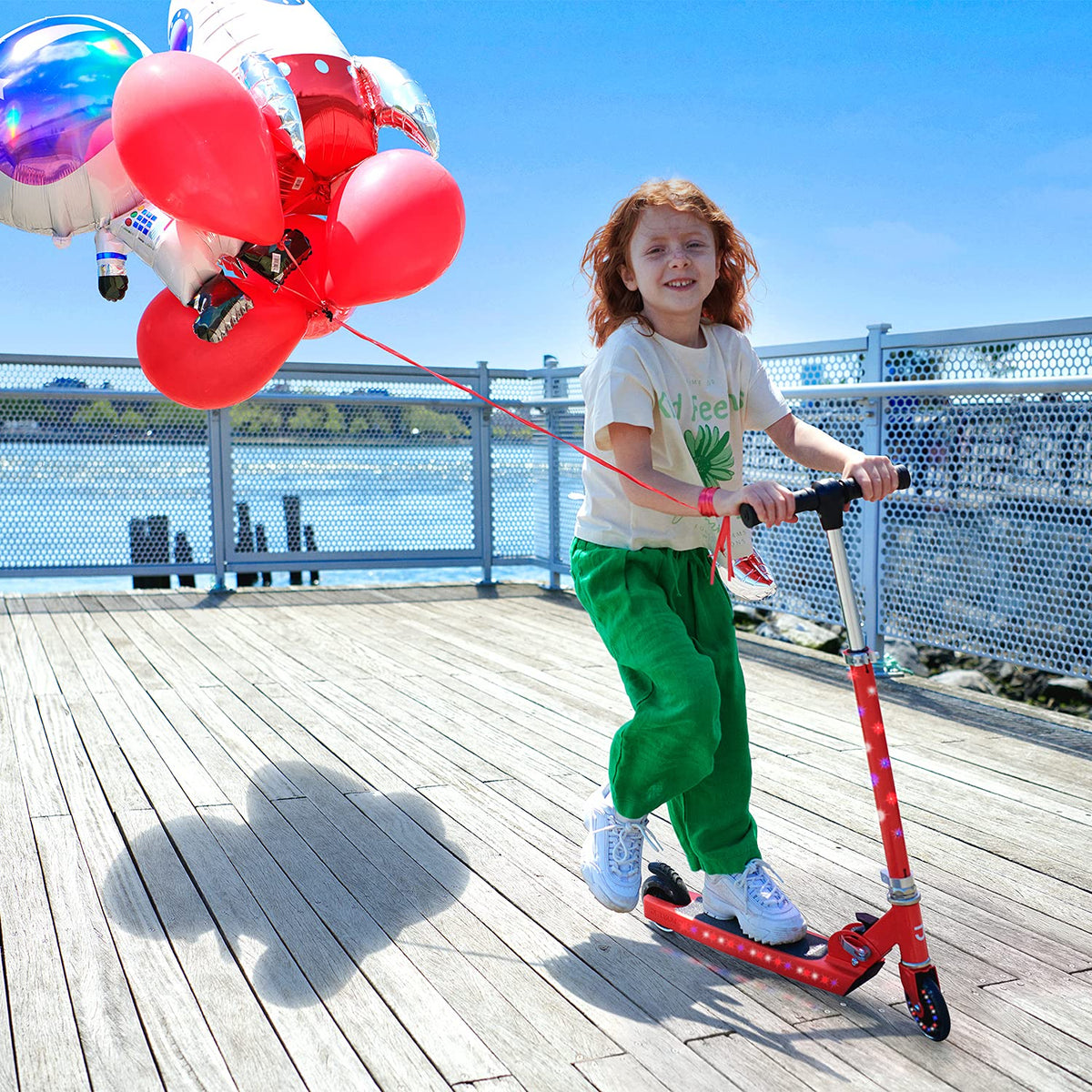 2-Wheel Light-Up Kick Scooter with Adjustable Handlebar and Rear Brake L7622