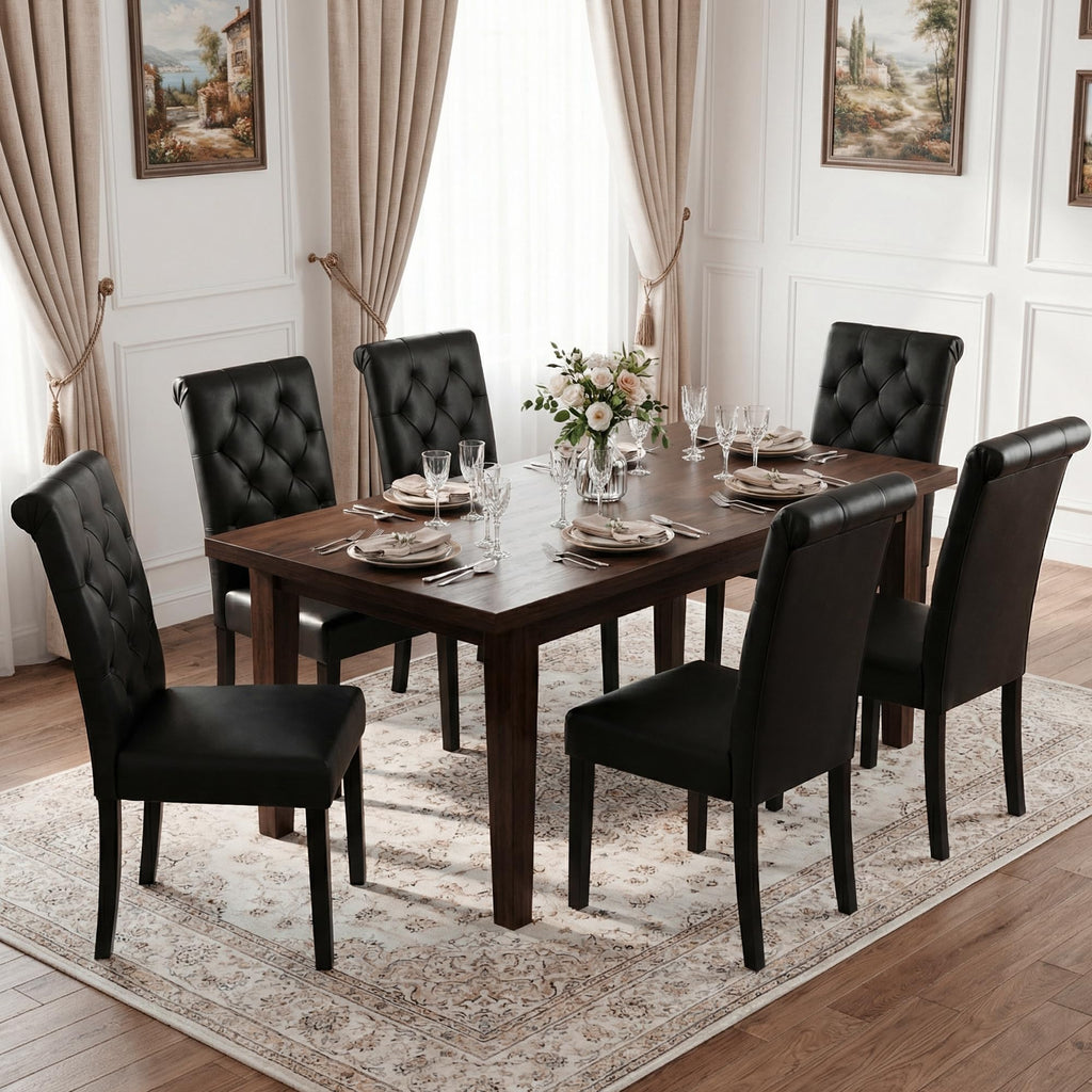 Black Upholstered Dining Chairs Set of 2 O826