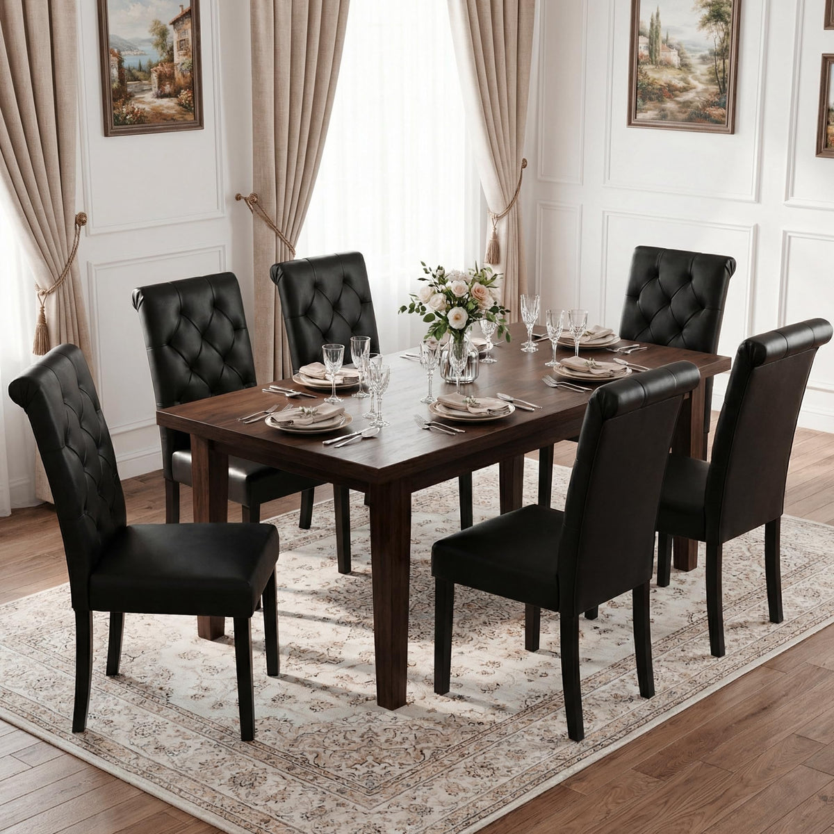 Black Upholstered Dining Chairs Set of 2 O826