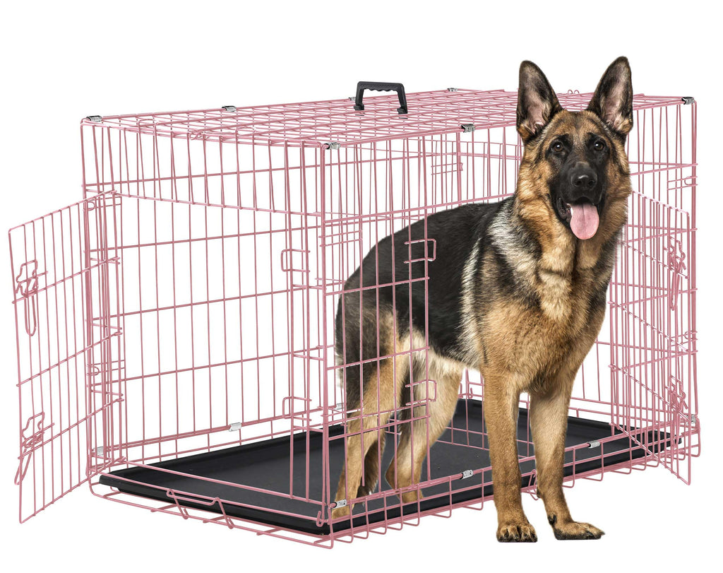 48 Inch Folding Metal Dog Crate with Tray and Divider Panel C698150