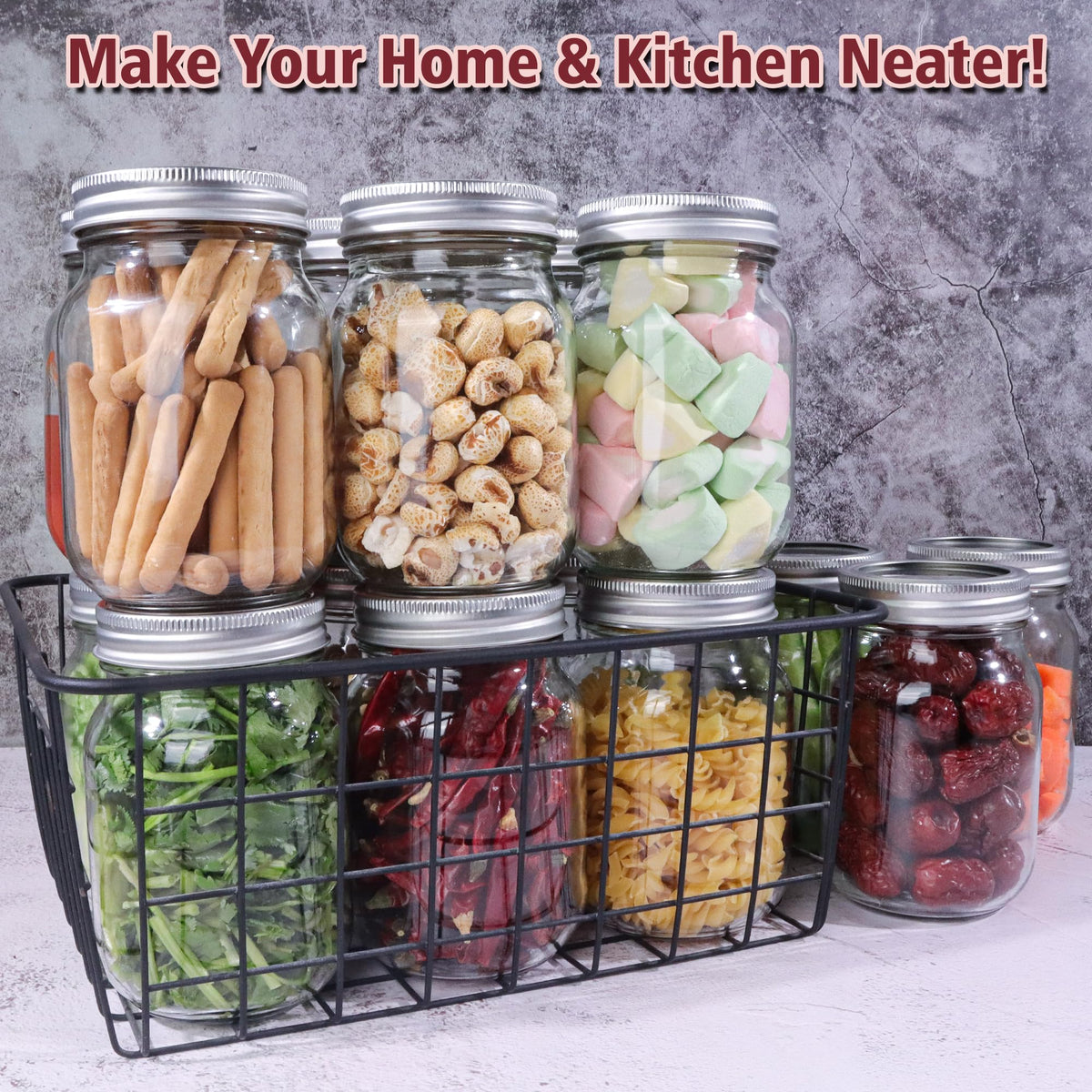 16 oz Mason Jars with Lids and Bands, 15 Pack H538486