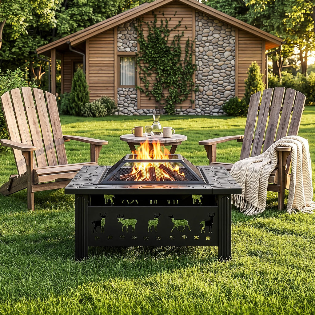 32 Inch Square Wood Burning Fire Pit Table I33024