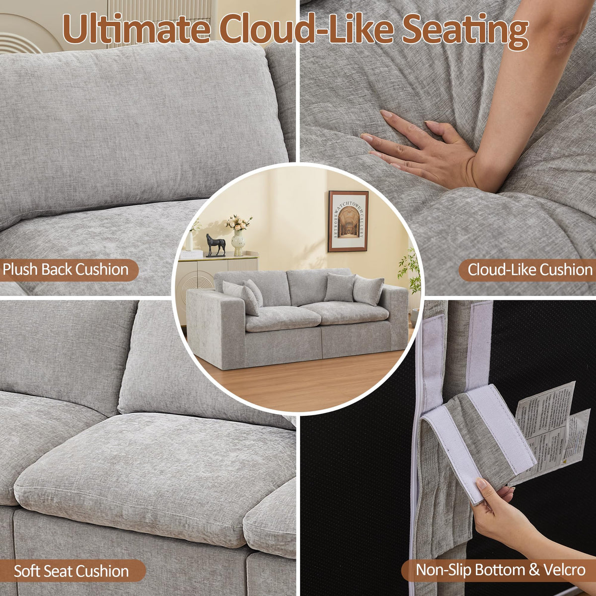 Light Grey Chenille Modular Sectional Sofa C843
