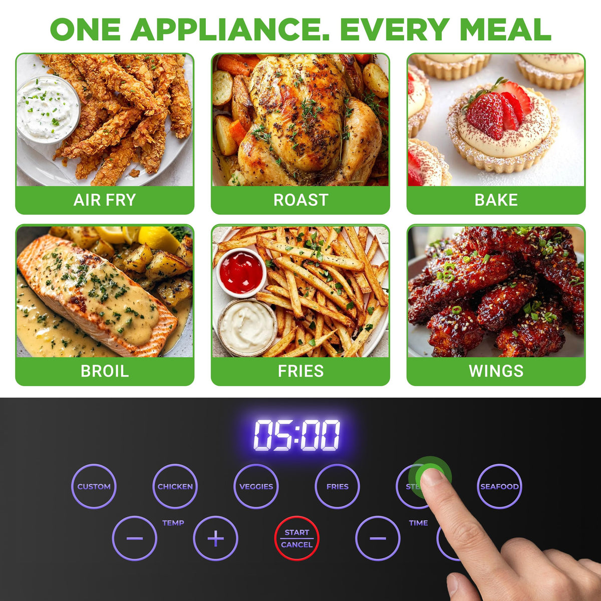 7.5 Quart Air Fryer with 6 Preset Cooking Modes R139