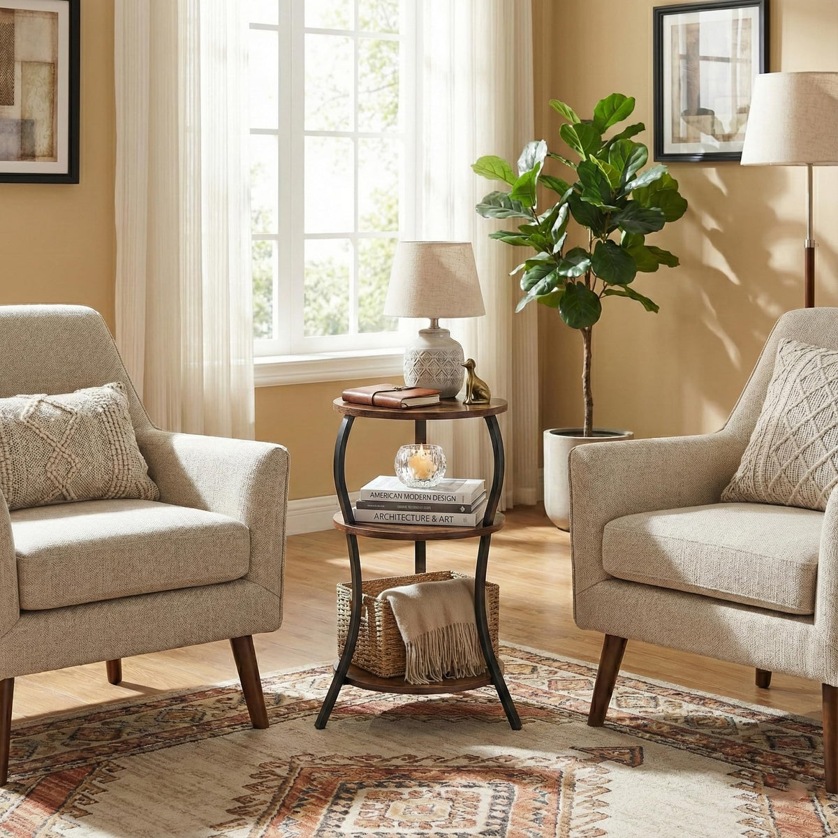 Vintage 3-Tier Round Side Table A7865