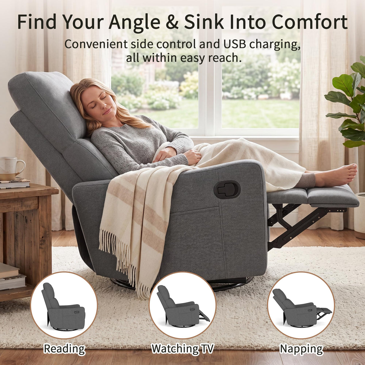 Manual Swivel Rocker Recliner Chair U1709