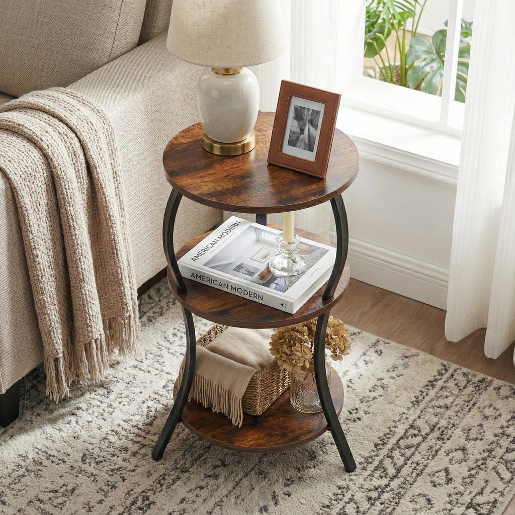 Vintage 3-Tier Round Side Table A7865