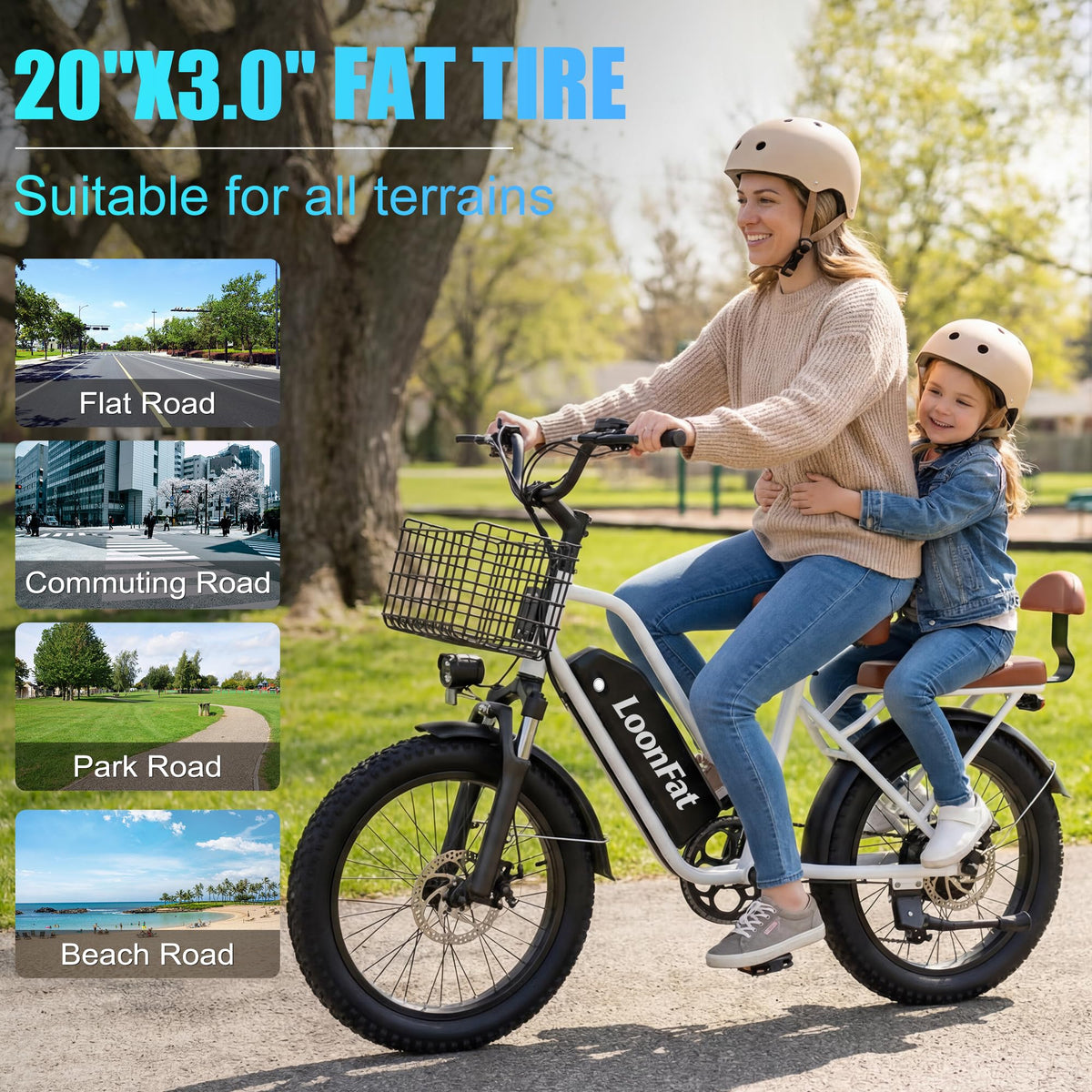 1000W 48V 13Ah Electric Bicycle with Rear Seat and Front Basket R7885