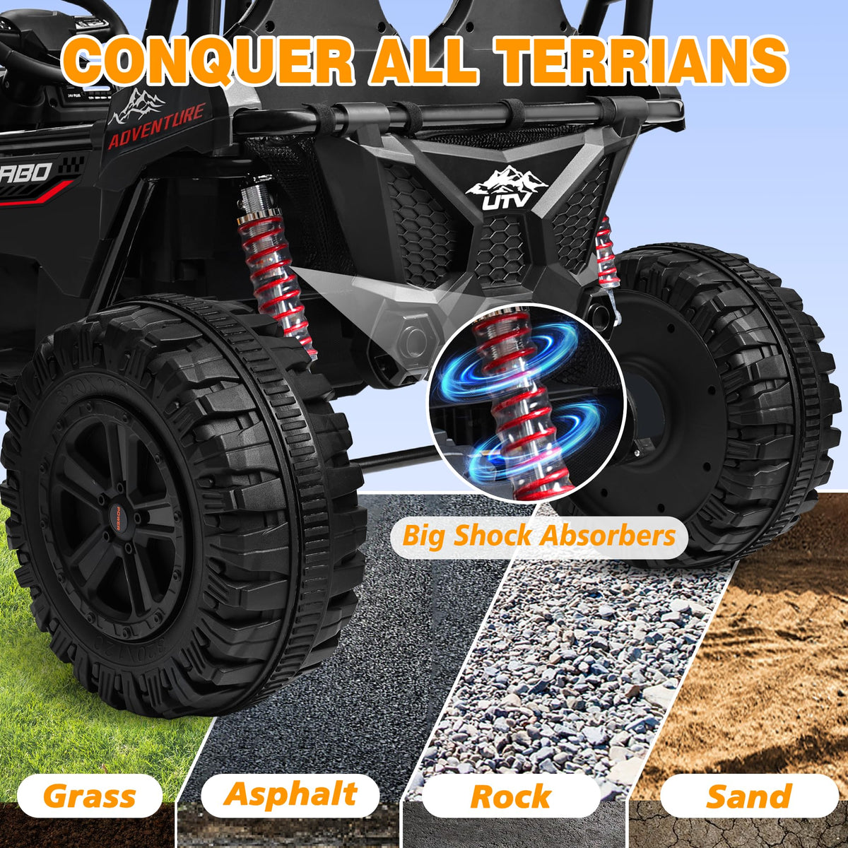 24V Ride on Toy with 4 x 200W Motors, Black P6995