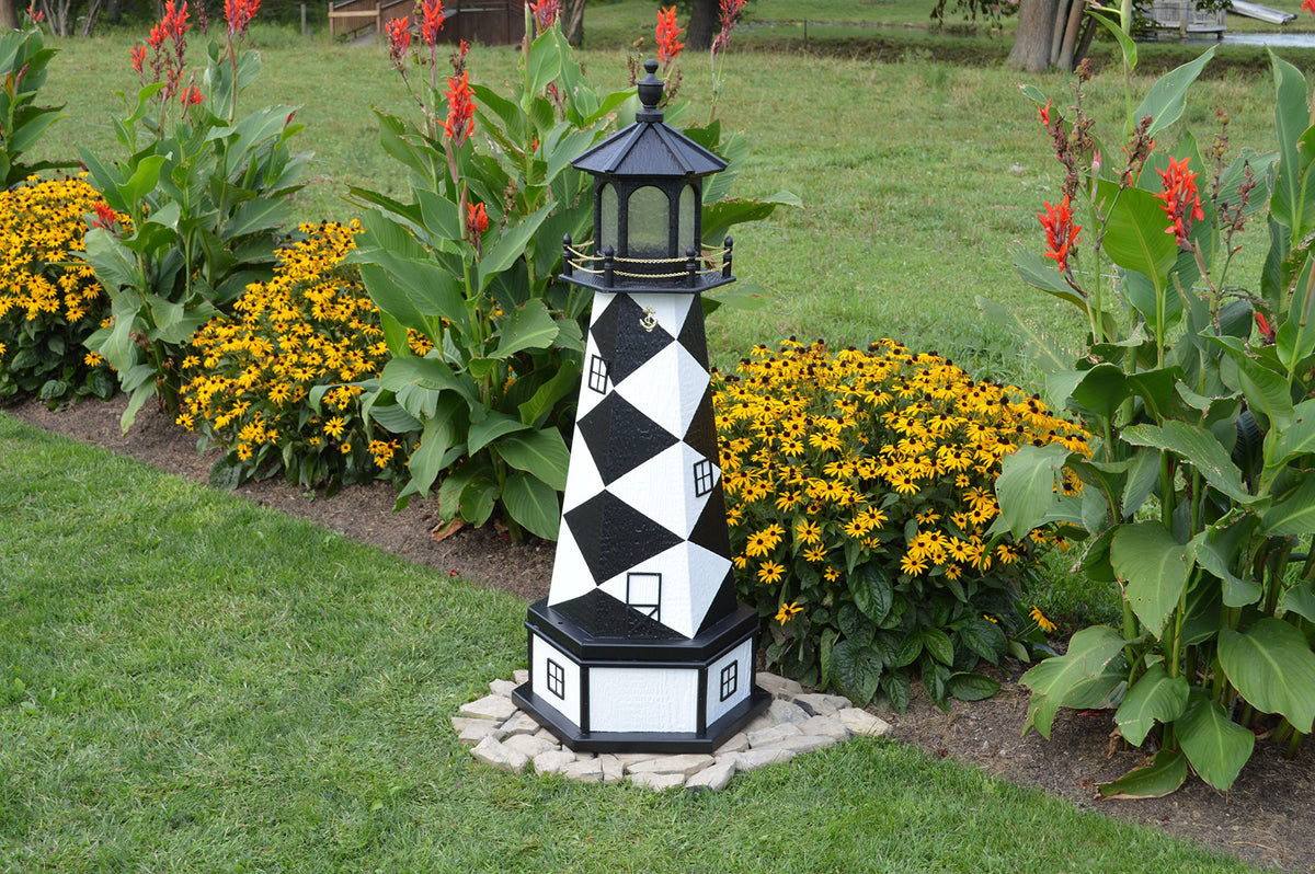 Amish-Made Replica Lighthouse with Base and Solar-Powered LED Lighting V454096